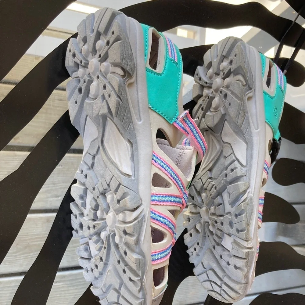 Kids' Teal and Pink Sandals